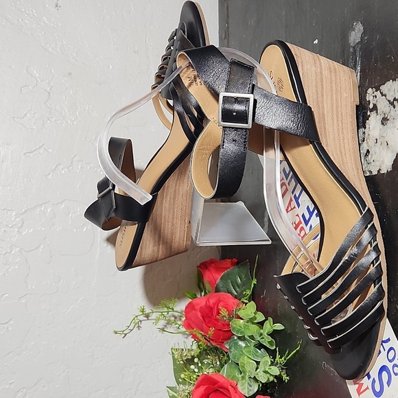 SUSINA Black Woven Strap Sandal Wedge 7.5M - Picture 9 of 15